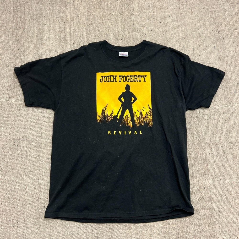 Vintage John Fogerty Shirt Mens XL Black 2000s Revival Tour 2007 CCR